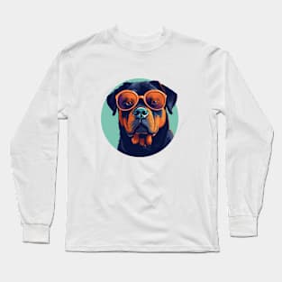 Cute Rottweiler With Sunglasses Long Sleeve T-Shirt